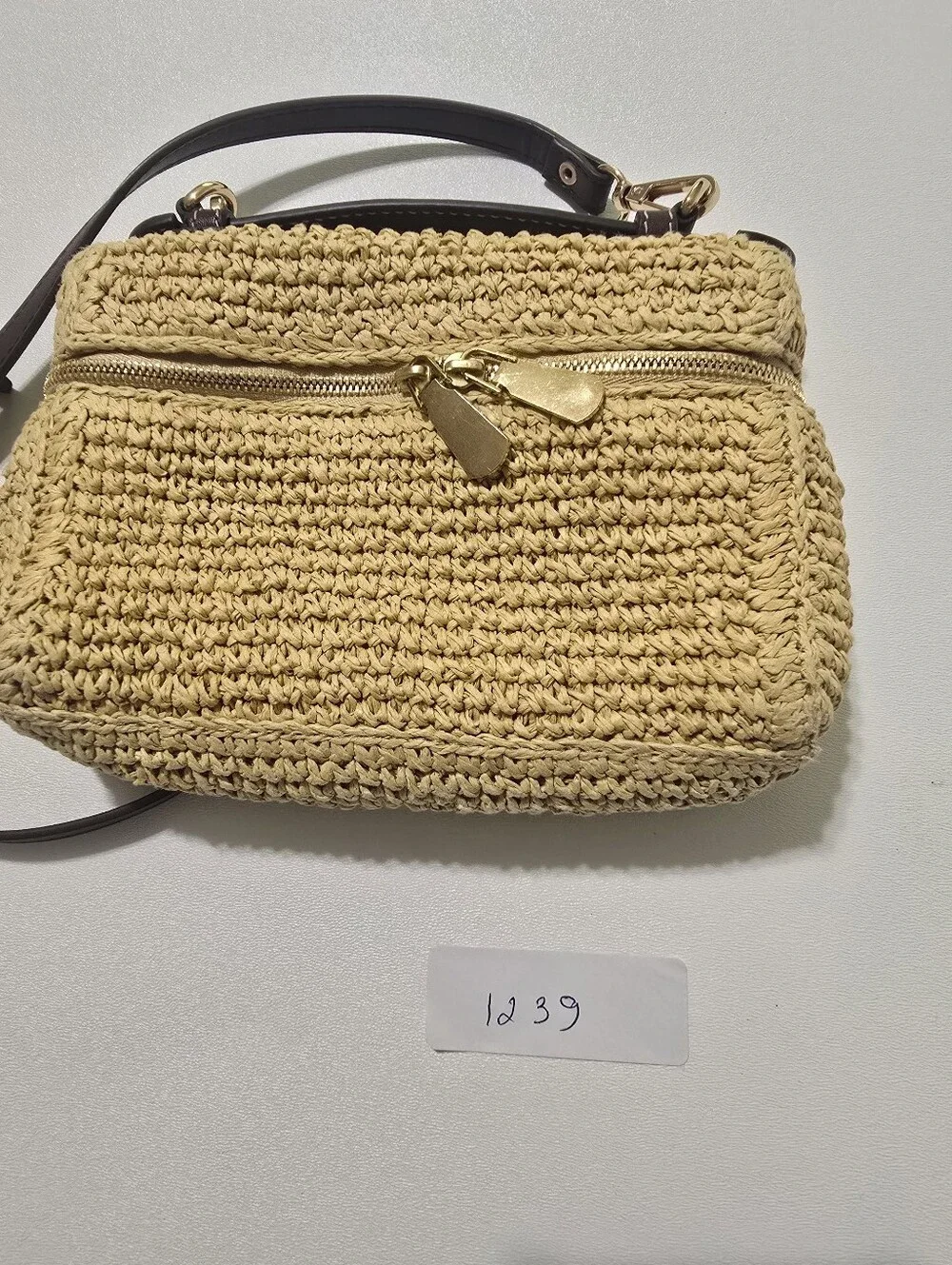 Tory Burch Romy Straw Slim Top Handle Bag